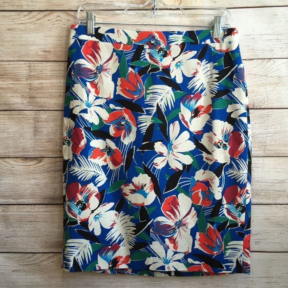 NEW WITHOUT TAGS J CREW BASKETWEAVE FLORAL PENCIL SKIRT